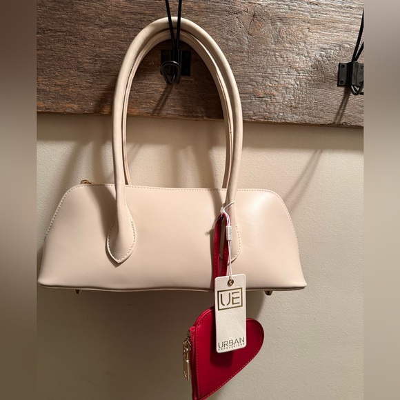 Urban Expressions Handbags - Urban Expressions Cream Shoulder Bag with Heart Keychain NWT